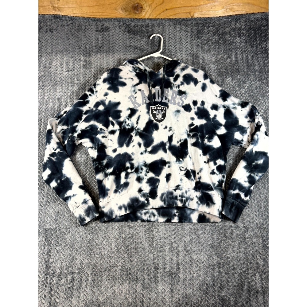 NFL Team Apparel Las Vegas Raiders Hoodie Women Large Black Cloud Dye Pullover - Picture 1 of 8